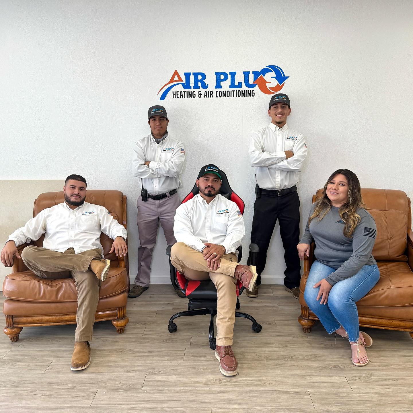 The Air Plus Heating & Air Conditioning team at the company office in Cathedral City