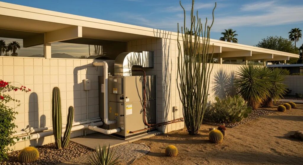 Cold Weather Furnace Tips for Coachella Valley Residents 2 Coachella Valley home prepped for winter heating with furnace visible